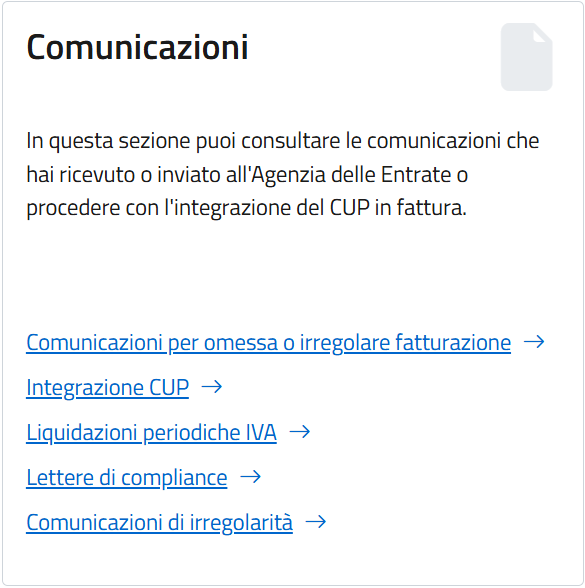 Riquadro Comunicazioni