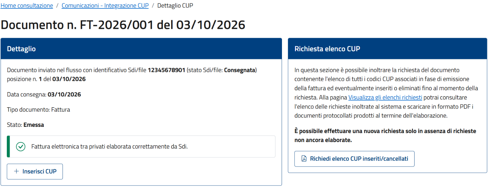Dettaglio della fattura